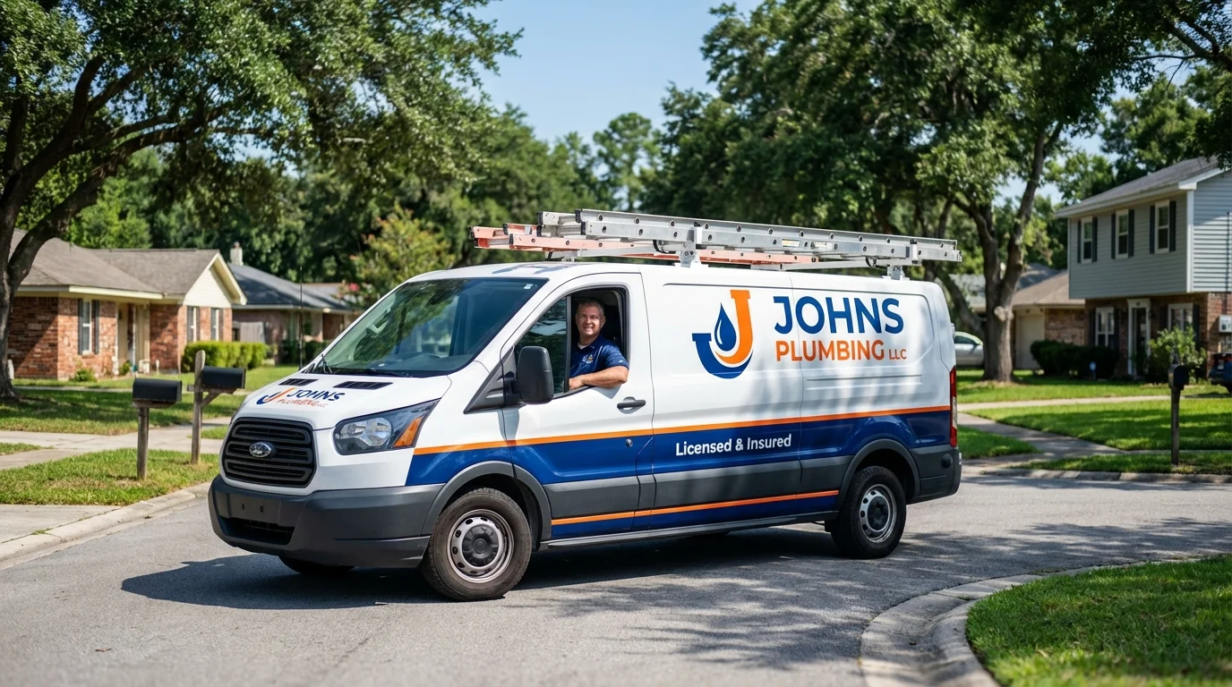 Johns Plumbing LLC service van in Woodland Hills, CA
